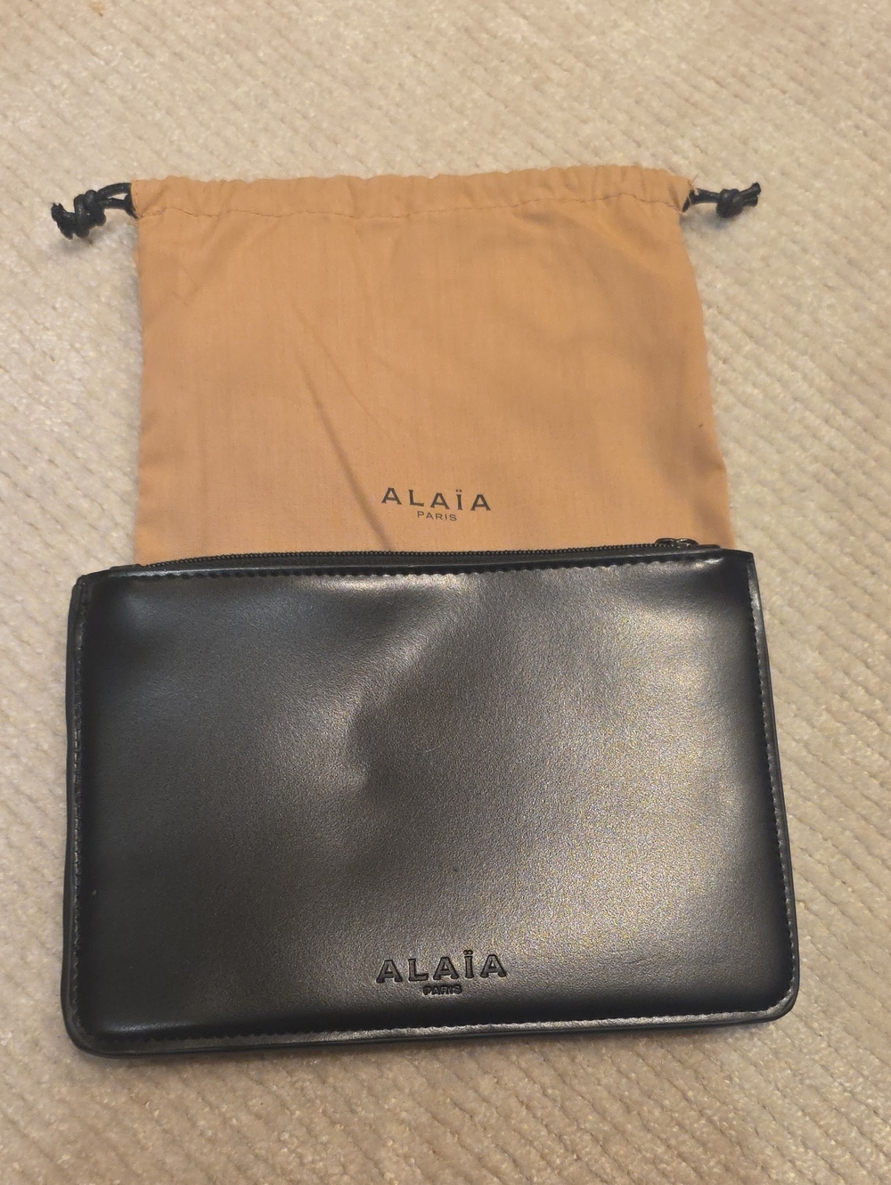 ALAÏA Black Leather Zip Pouch